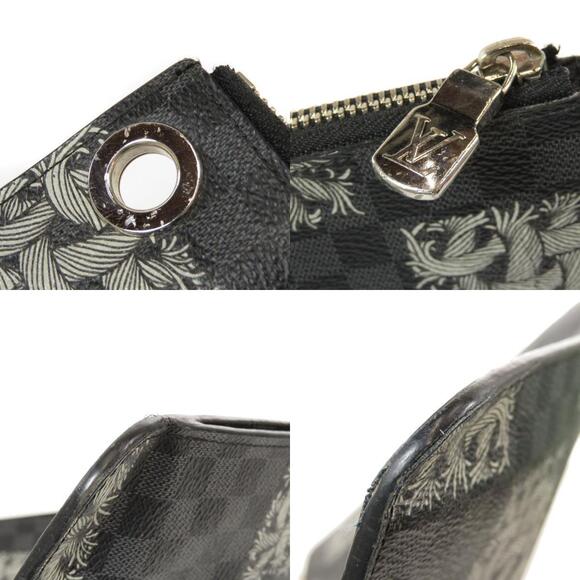 Louis Vuitton Pochette Jour Damier Graphite Black Clutch Bag Canvas - Picture 9 of 10